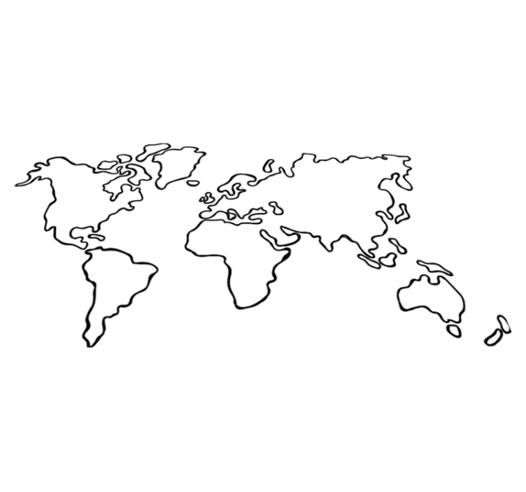 World map vinyl rug in a single color design - TenStickers