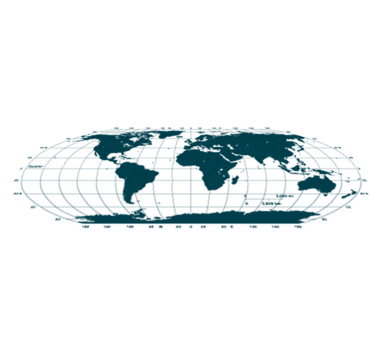 World map vinyl rug decorative horizontal map - TenStickers