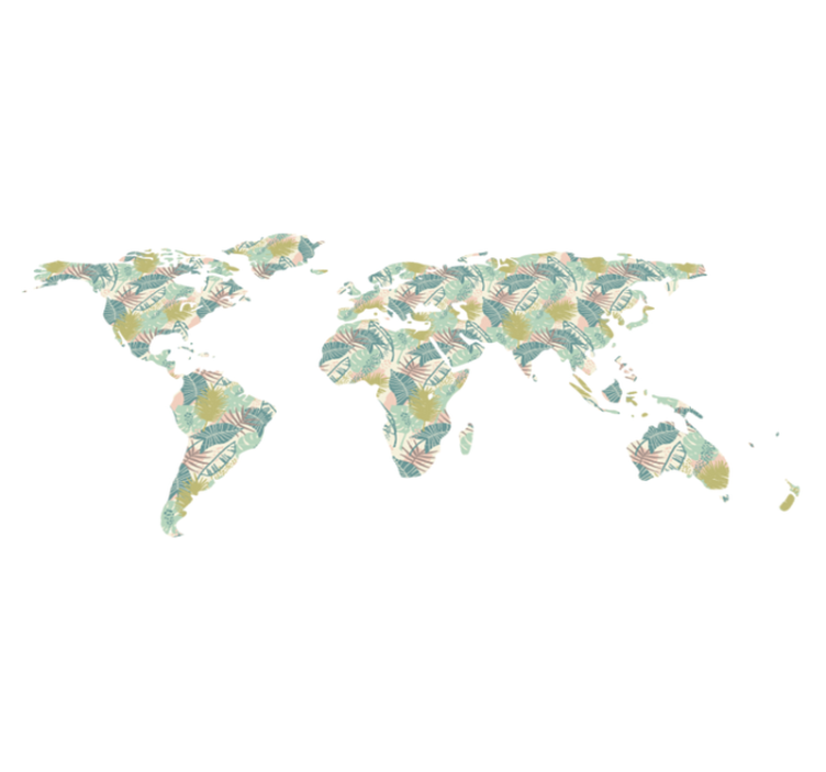 World map vinyl rug tropical map - TenStickers