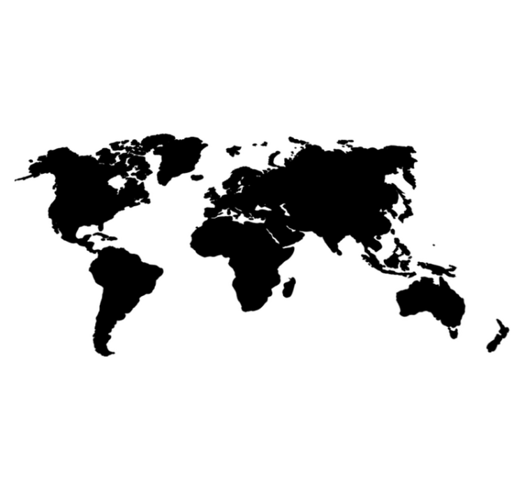 World map vinyl rug in monochrome design - TenStickers