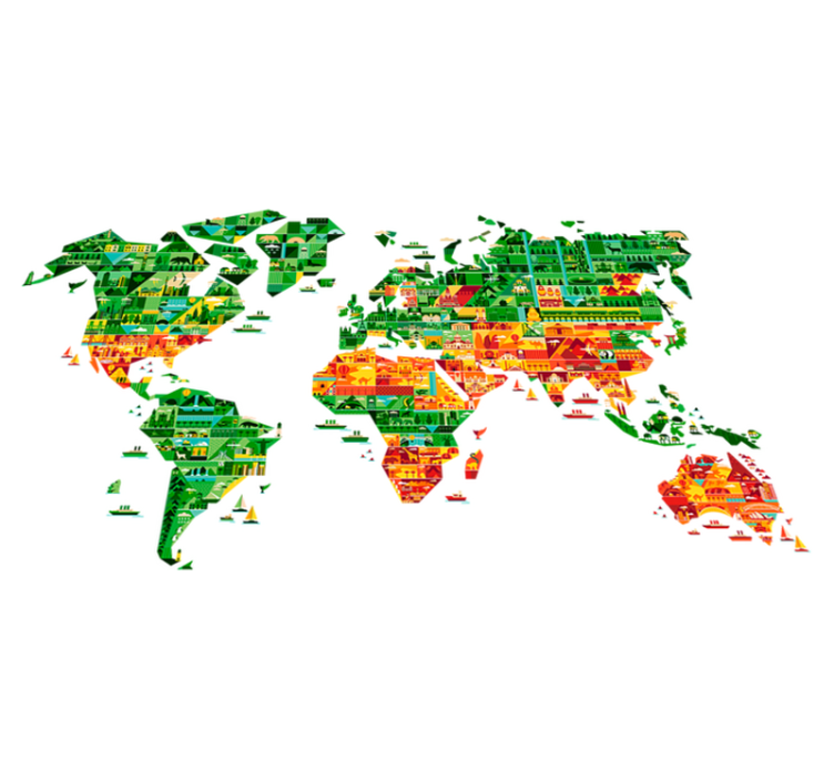 World map vinyl rug geometric world map decor - TenStickers