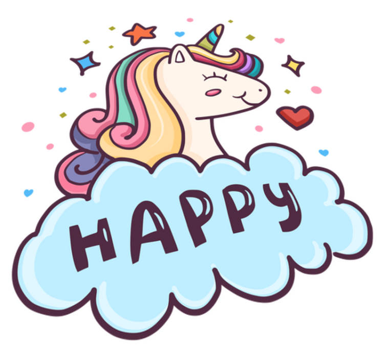 Kids vinyl rug unicorn head in the cloud - TenStickers