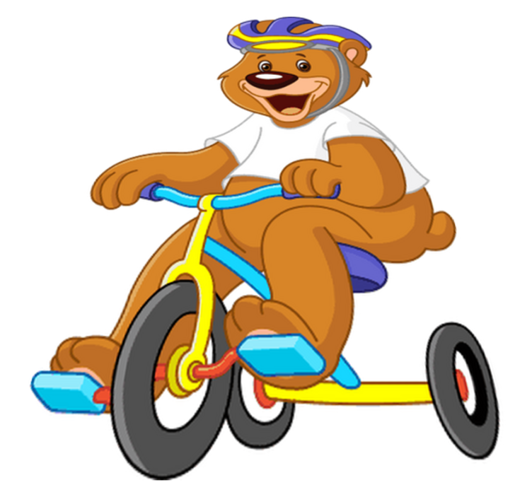 Kids vinyl rug bear cyclist - TenStickers