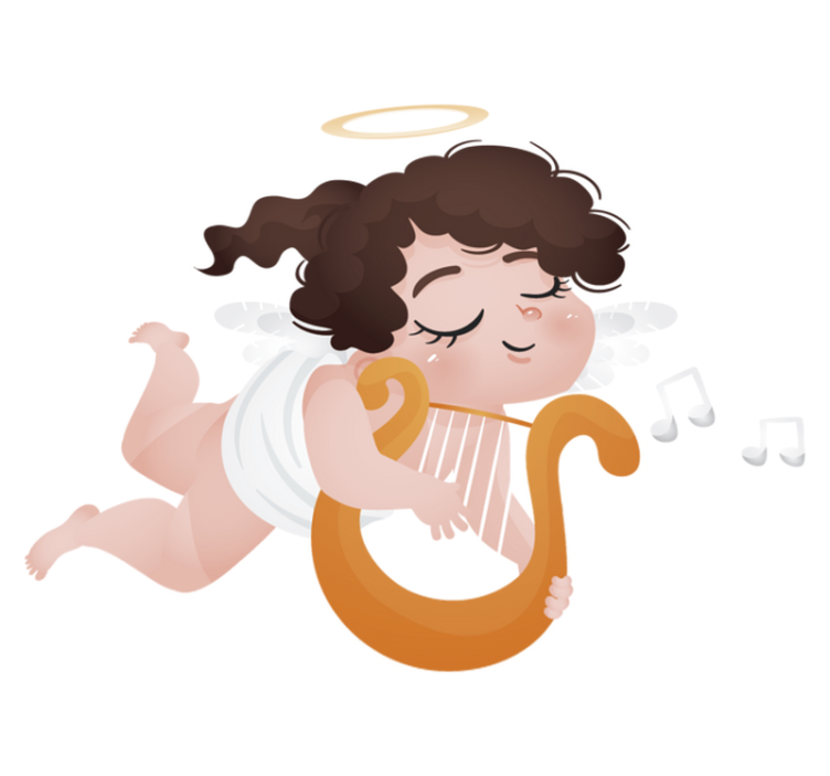 Kids vinyl rug playing the harp - TenStickers