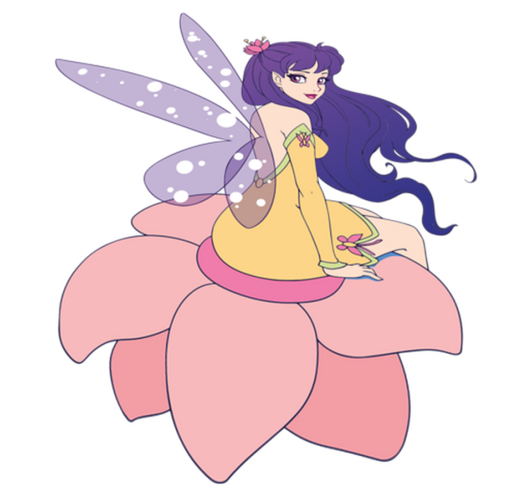 Kids vinyl rug with a cute fairy on a flower - TenStickers