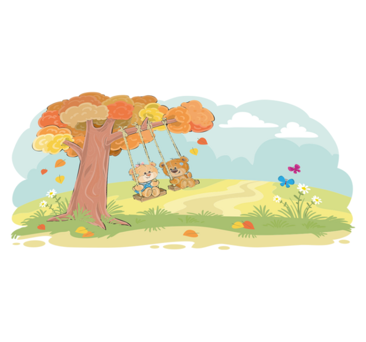 Kids vinyl rug teddy bears in the woods - TenStickers