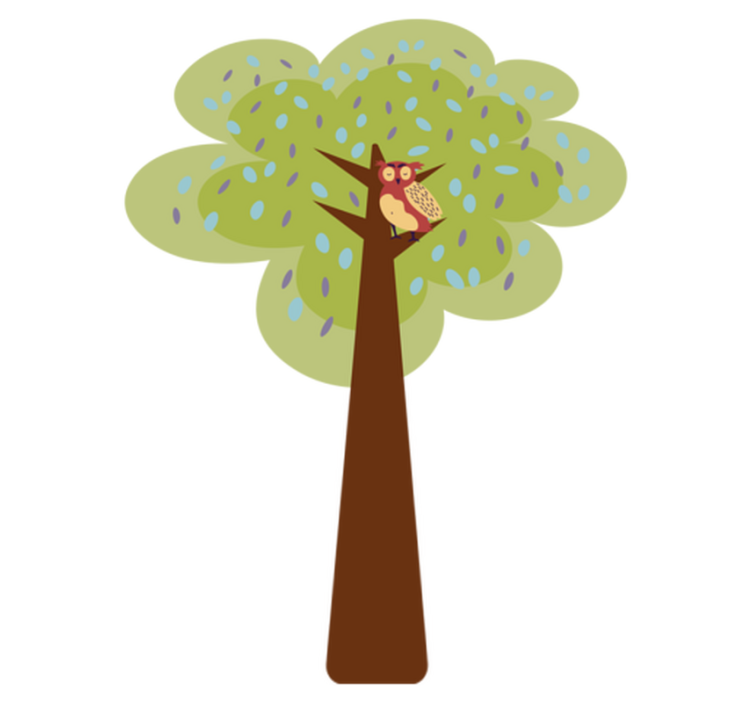 Kids vinyl rug featuring a colorful tree with owl - TenStickers