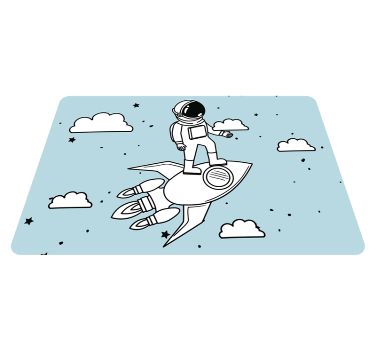 Kids vinyl rug with rocket astronaut and stars - TenStickers
