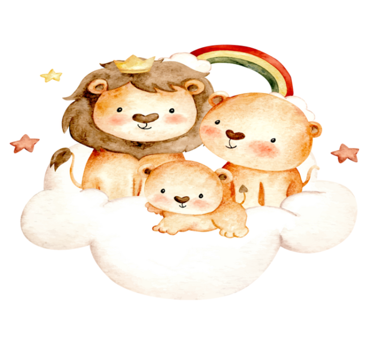 Kids vinyl rug baby animals with stars and clouds - TenStickers