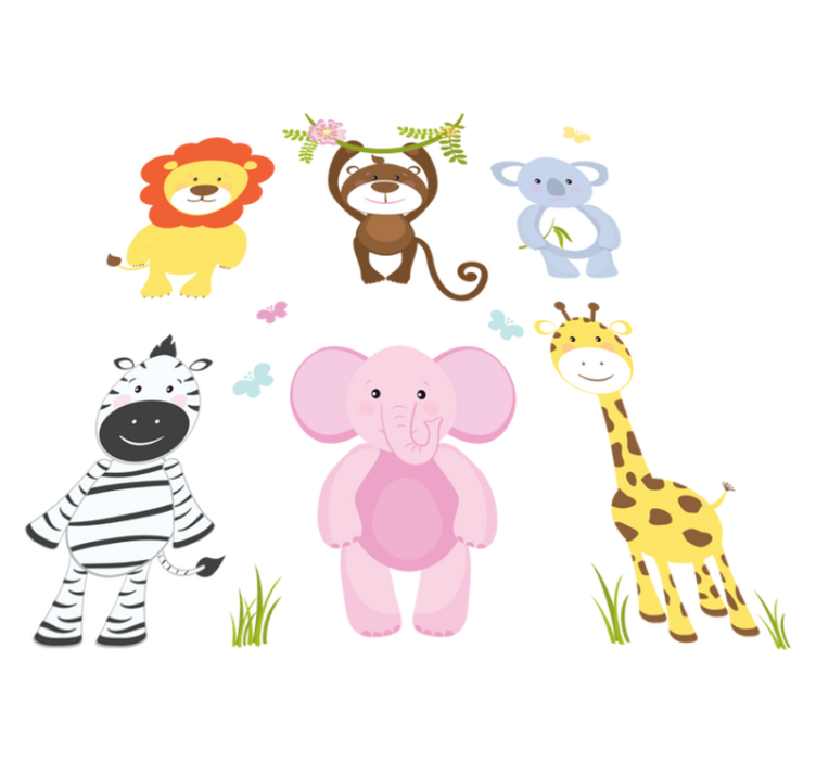 Kids vinyl rug featuring vibrant baby animals - TenStickers