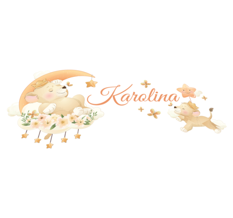 Kids vinyl rug cute lion animal with name - TenStickers