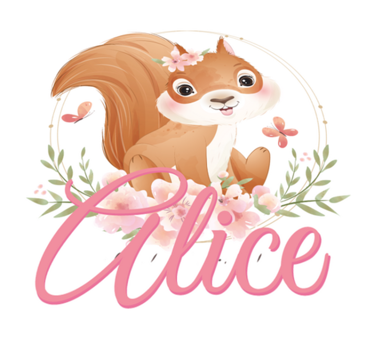 Kids vinyl rug cute squirrel personalized for girl - TenStickers