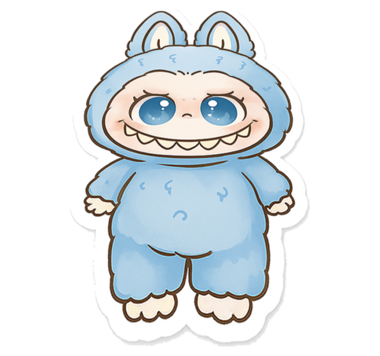 Kids vinyl rug blue monster doll - TenStickers