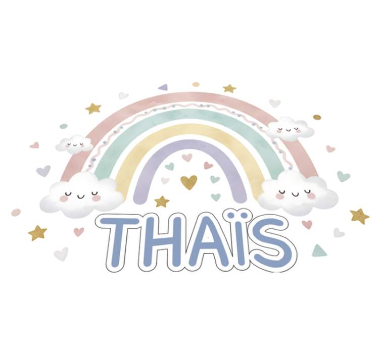 Kids vinyl rug with personalized rainbow design - TenStickers