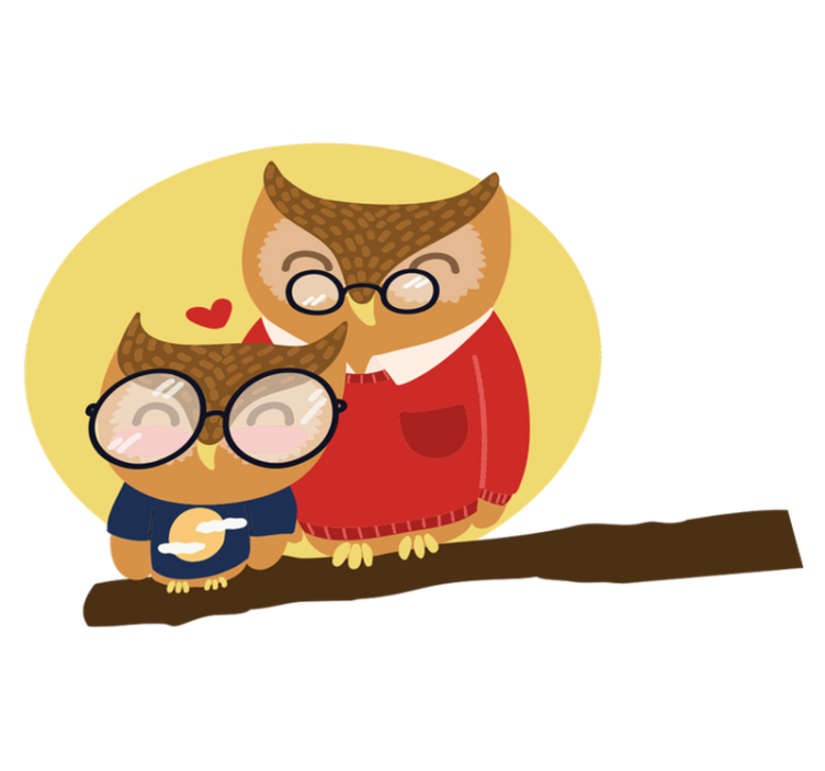 Kids vinyl rug son and father owl design - TenStickers