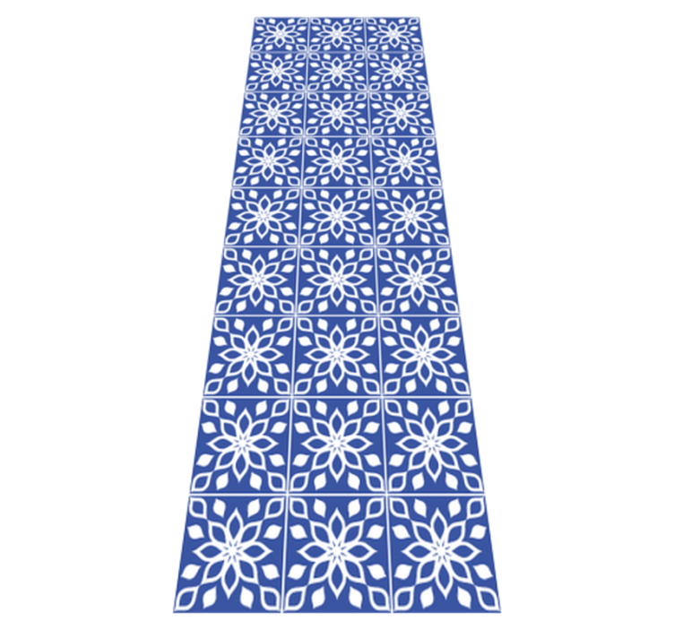 Bathroom vinyl rug in blue southern tile design - TenStickers