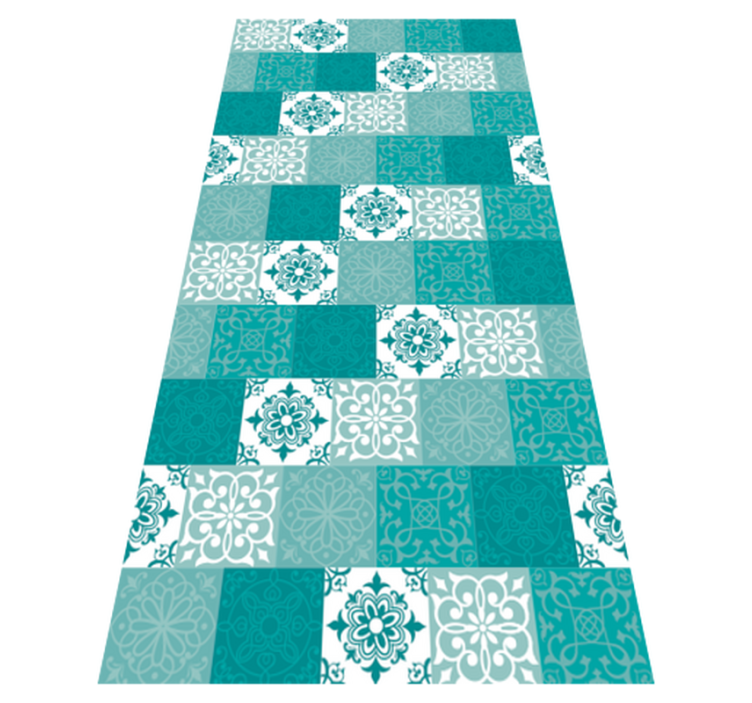 Turquoise tile bathroom vinyl rug - TenStickers