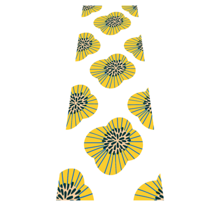 Bathroom vinyl rug with big blue and yellow flowers - TenStickers