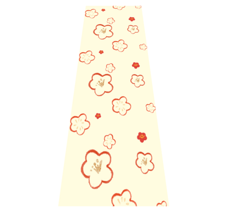 Red and cream daphne flower pattern bathroom vinyl rug - TenStickers