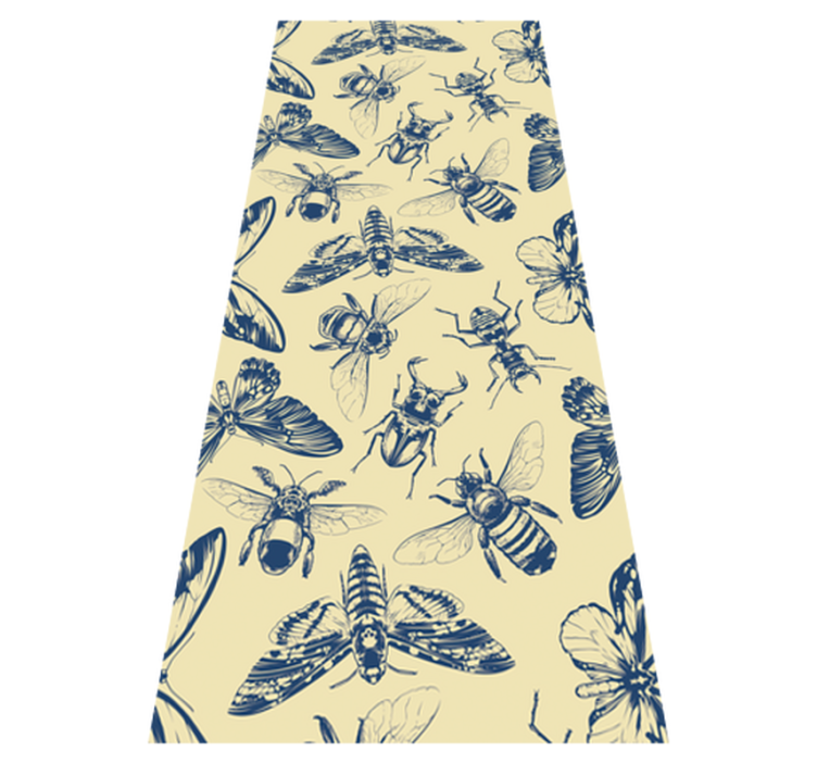 Bathroom vinyl rug with blue and yellow bees and butterflies - TenStickers