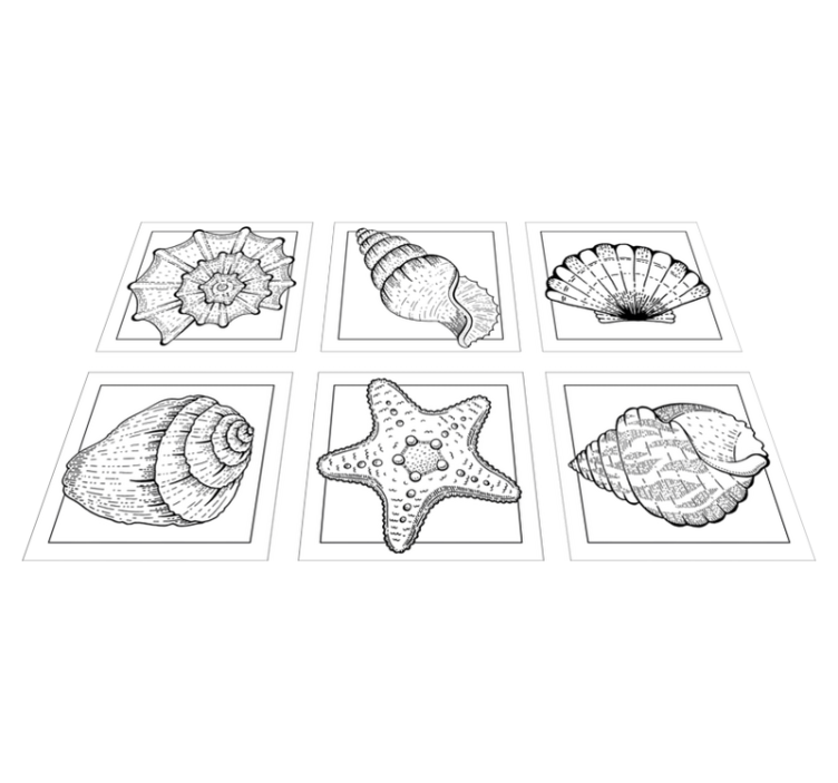 Bathroom vinyl rug with marine life and seashells - TenStickers