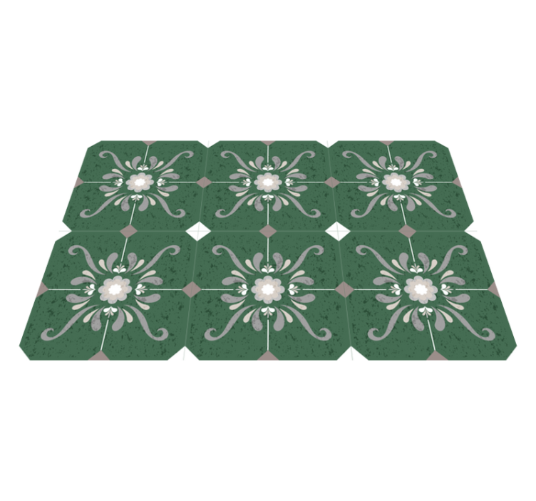 Bathroom vinyl rug in vintage tile design - TenStickers