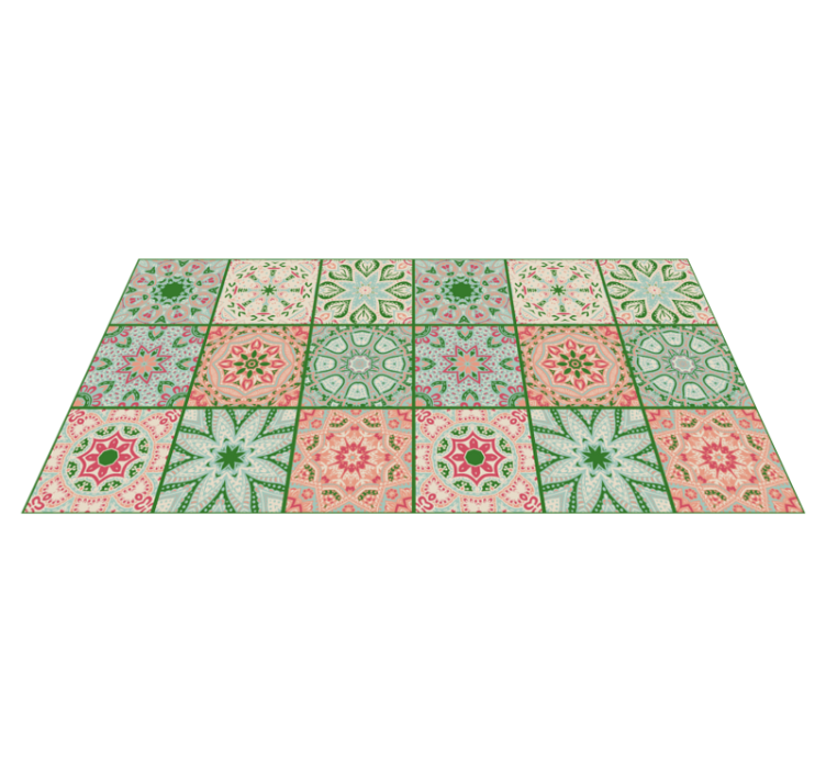 Bathroom vinyl rug in blue and green tile design - TenStickers