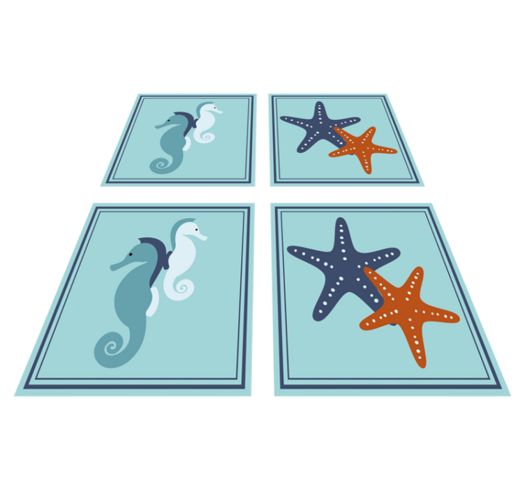 Bathroom vinyl rug in marine style tile - TenStickers