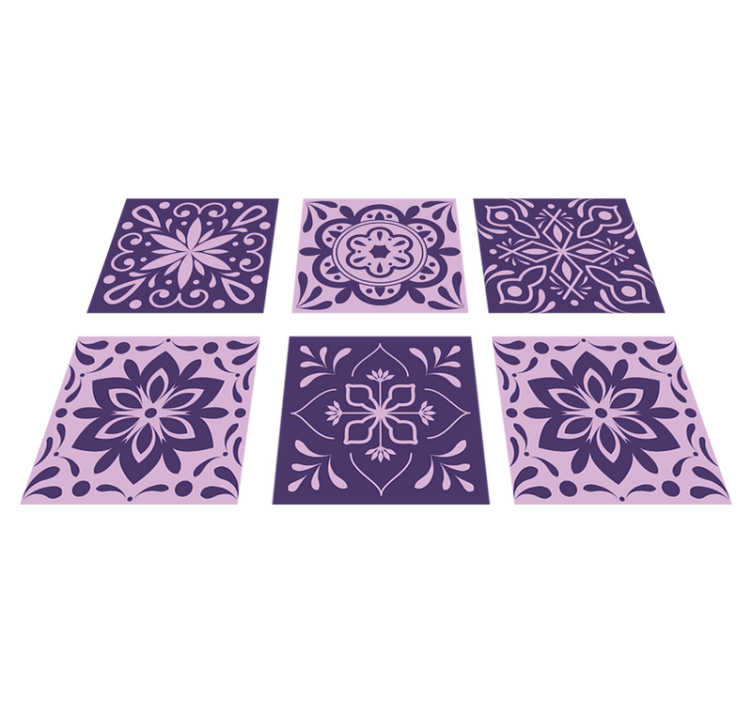 Bathroom vinyl rug with purple floral design - TenStickers