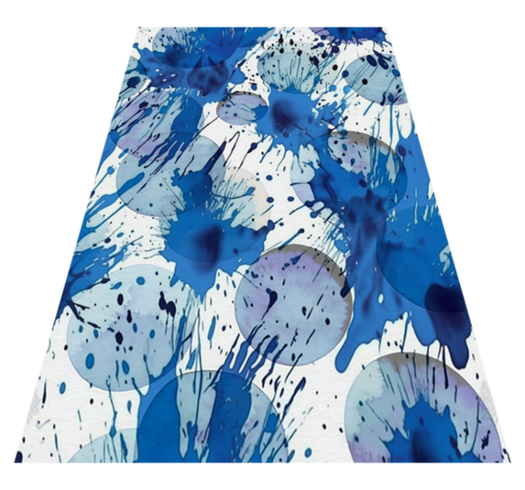 Bathroom vinyl rug in blue ink circles - TenStickers