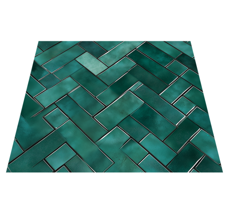 Herringbone green bathroom vinyl rug - TenStickers