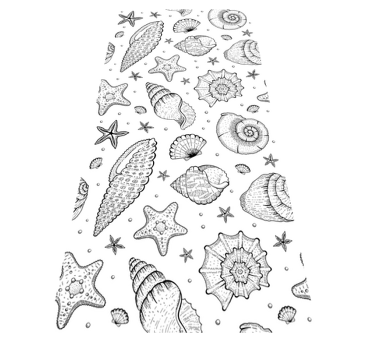 Bathroom vinyl rug featuring marine life and seashells - TenStickers