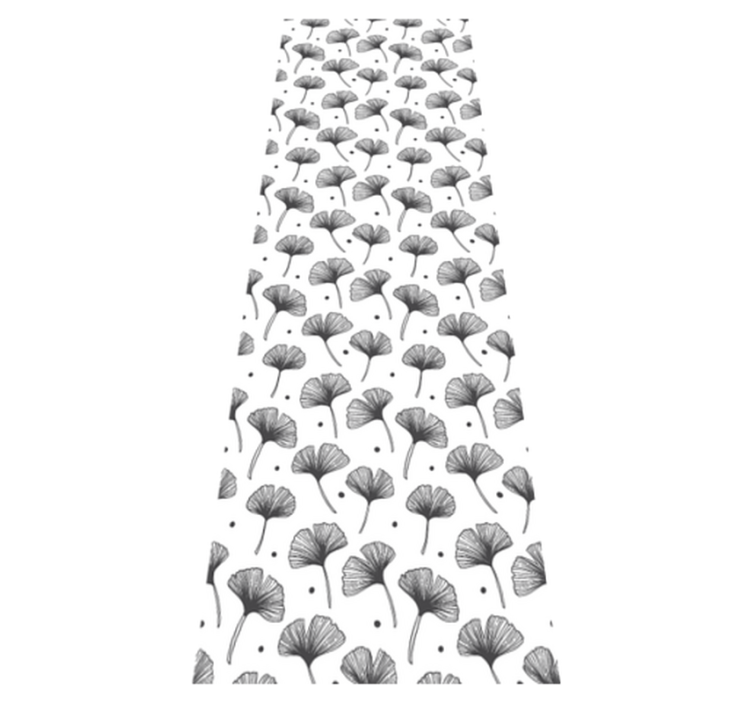 Bathroom vinyl rug with white ginkgo leaves pattern - TenStickers