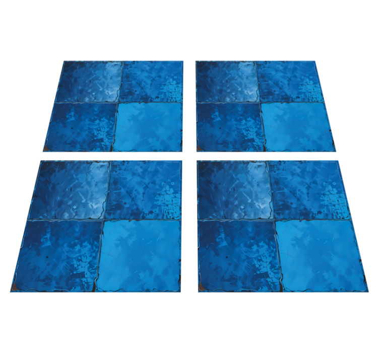 Bathroom vinyl rug in marine blue square design - TenStickers