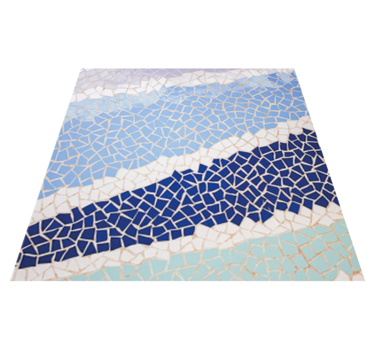 Bathroom vinyl rug in blue small irregular tiles - TenStickers