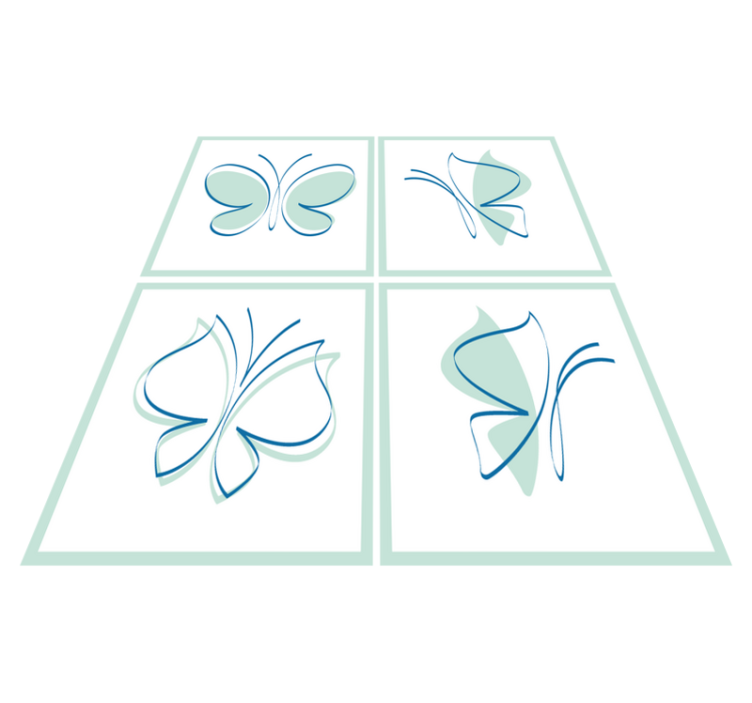 Bathroom vinyl rug with butterfly tile silhouettes - TenStickers