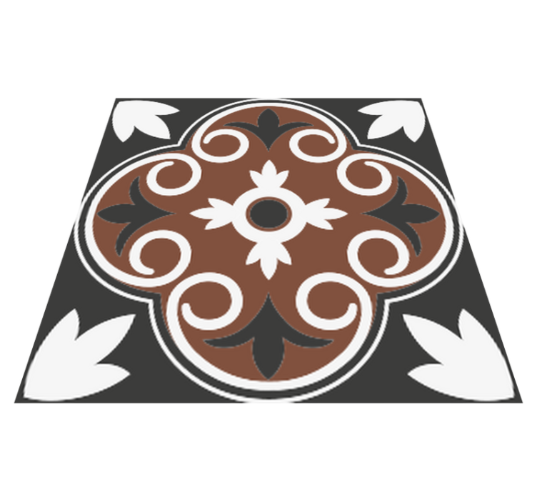 Bathroom vinyl rug in gray and brown vintage design - TenStickers