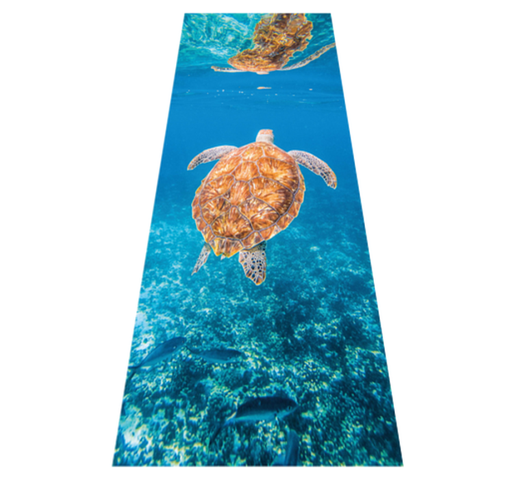 Bathroom vinyl rug featuring a beautiful turtle underwater - TenStickers