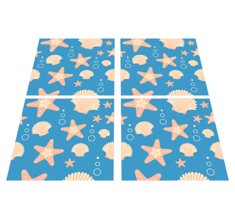 Bathroom vinyl rug fishstar and shells under sea - TenStickers