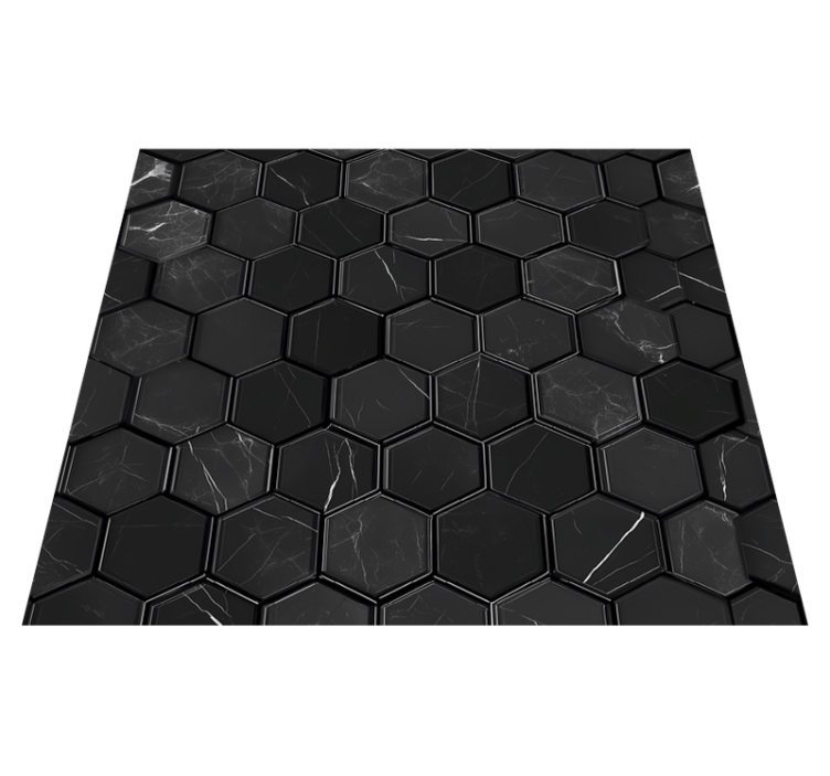 Bathroom vinyl rug in black hexagon design - TenStickers