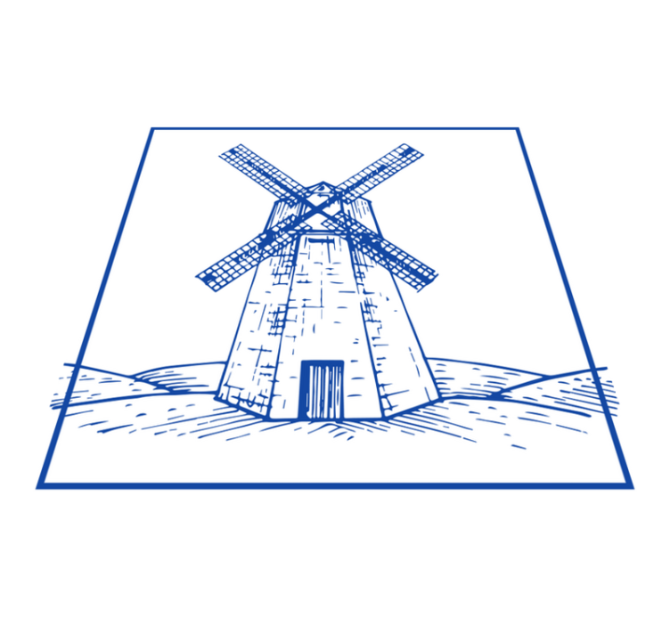 Delfts blue mill kitchen vinyl rug - TenStickers