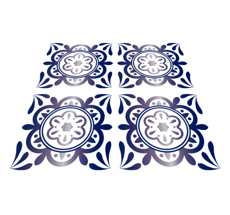 Kitchen vinyl rug in antique blue spanish tile - TenStickers