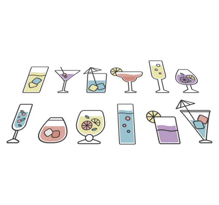 Kitchen vinyl rug cocktails decal - TenStickers