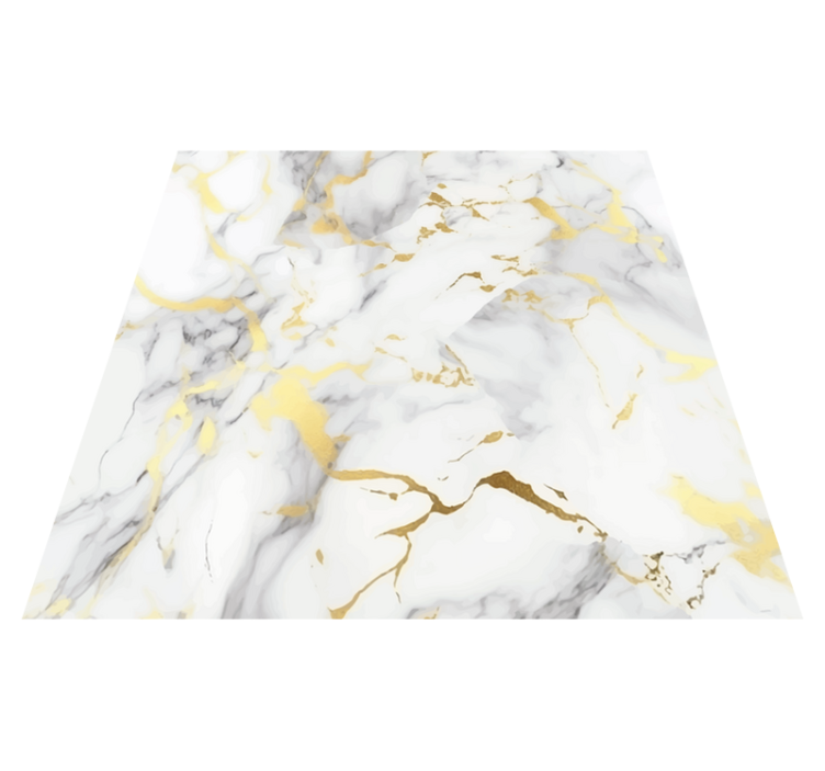 Kitchen vinyl rug in white marble with gold veins - TenStickers