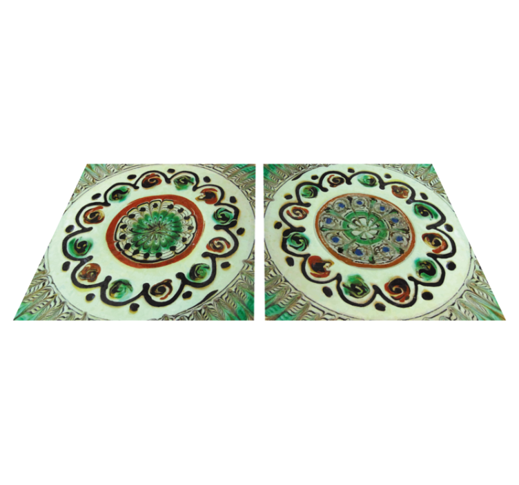 Horezu tiles kitchen vinyl rug - TenStickers