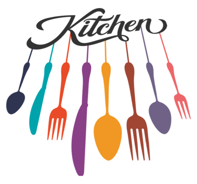 Kitchen vinyl rug with fork and spoon design - TenStickers