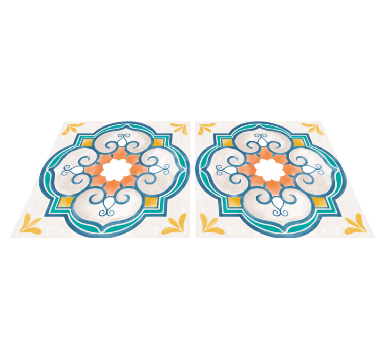 Kitchen vinyl rug with matching cement patterns - TenStickers