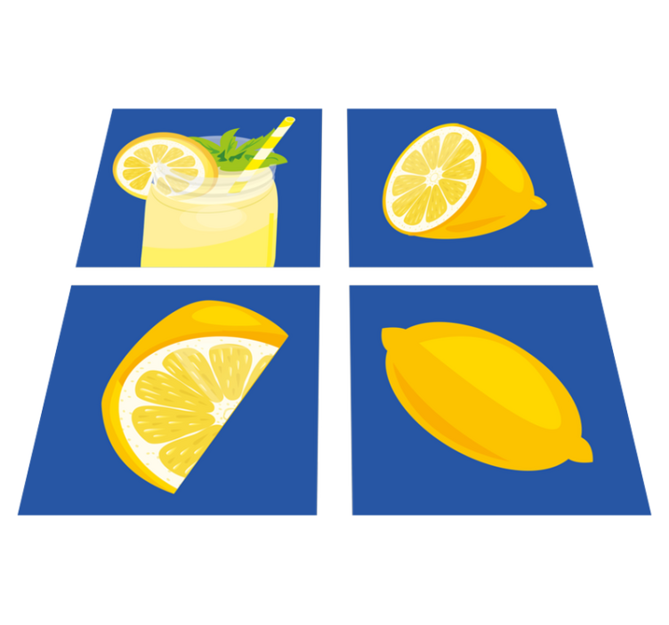 Kitchen vinyl rug lemon juice tiles - TenStickers