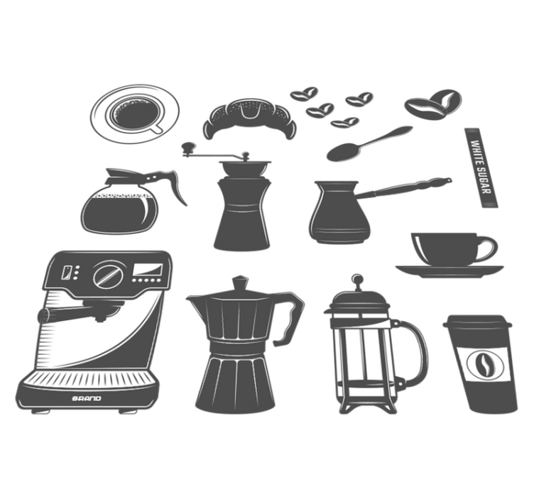 Kitchen vinyl rug coffee set menu design - TenStickers