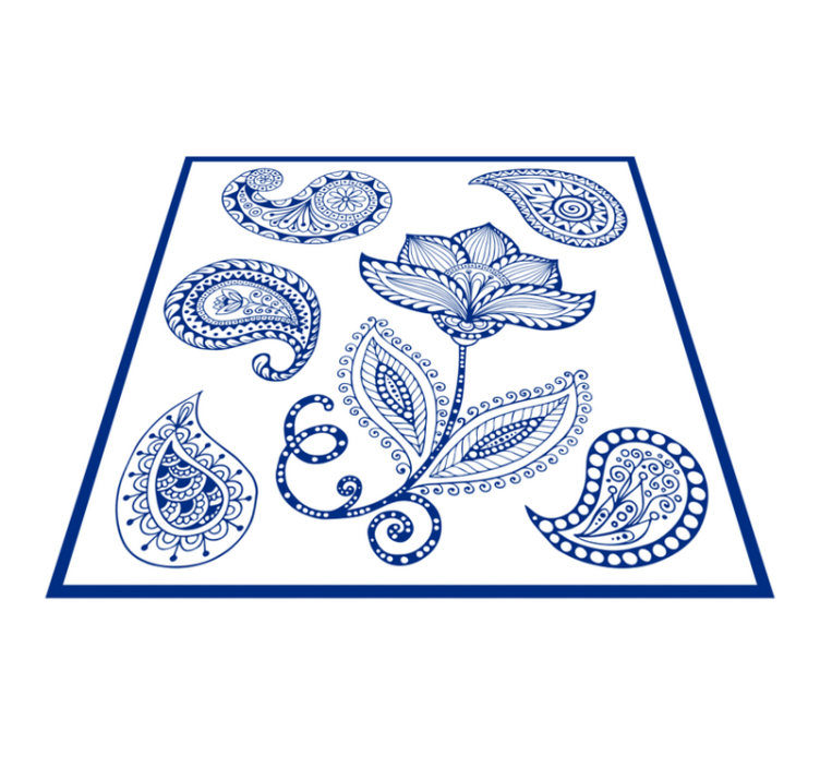 Paisley and flowers kitchen vinyl rug - TenStickers